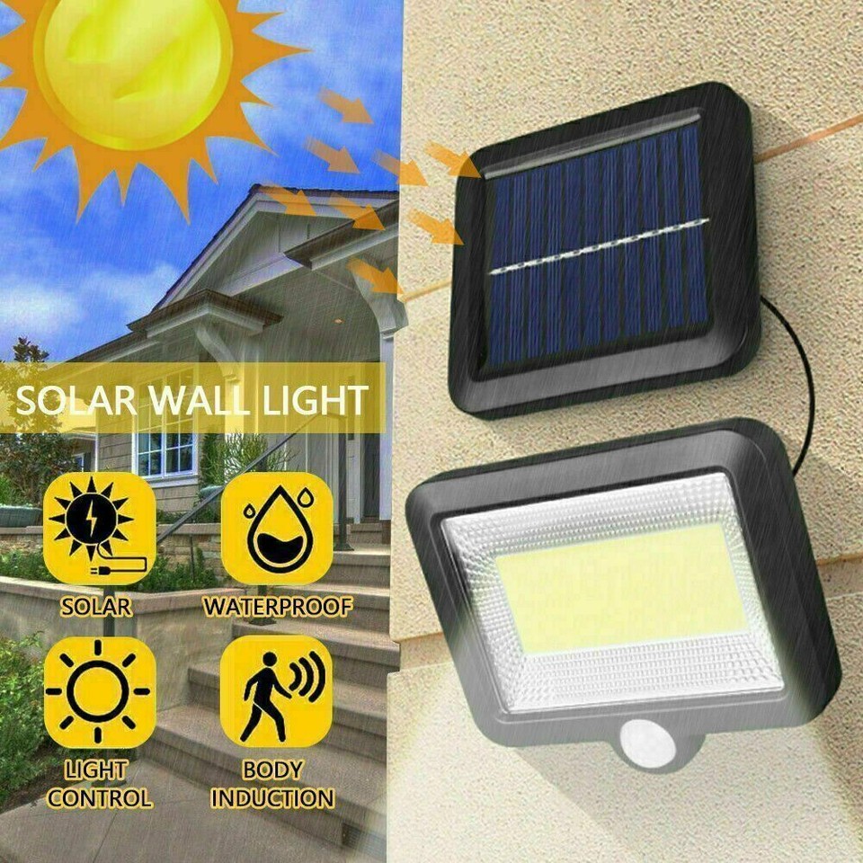 Solar Security Lights Outdoor Garden Flood Lamp PIR Motion Walkway Wall