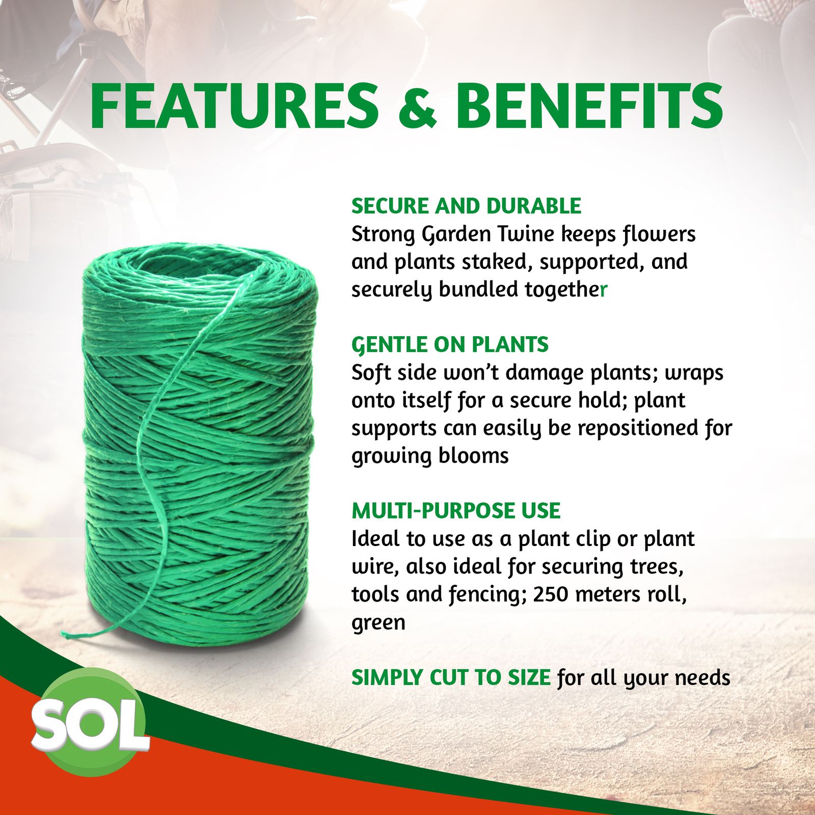 250-750M Green Garden String Twine Heavy Duty Gardening Plant Support ...