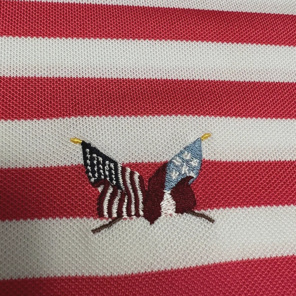 Camisa de Golf F&G Tech Para Hombres XL Roja Sandía Rayas Polo Sucesión GC Fairway Foto 4 de 4