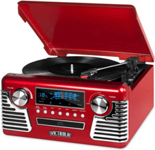 Music CD Retro Record Player Vinyl Bluetooth 3 Speed Turntable Radio FM AM New
