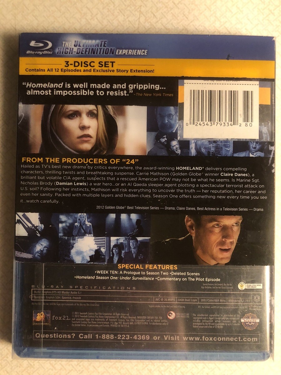 Homeland: The Complete First Season (Blu-ray Disc, 2012, 3-Disc