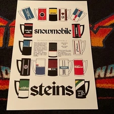 “70s THERMO-SERV Snowmobile STEIN Poster vintage sleds POLARIS JOHNSON ect. 🏁
