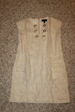 J Crew 100% Linen Sleeveless Sheath Dress Top Zip Back Lined Size 6 Beige