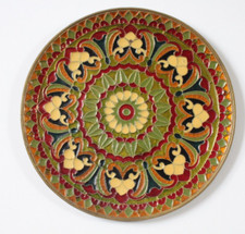 Talerz ścienny metal złoty (mosiądz?) orientalny motyw event. też grecki.