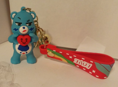 CARE BEAR KEYCHAIN/BAG CLIP 3D W/BELL'' GRUMPY BEAR'' -NEXT DAY SHIPPING