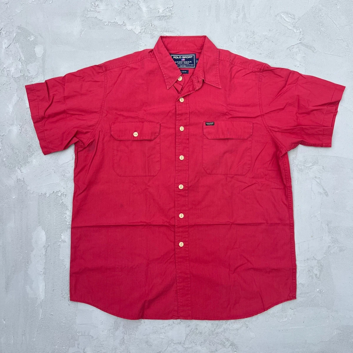 Vintage Polo Sport Sportsman Ralph Lauren Red Button Down Casual Shirt