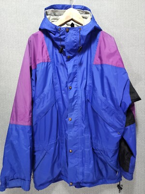 Vintage The North Face Mens Blue Black Large Gore-Tex Mountain Parka Jacket B79