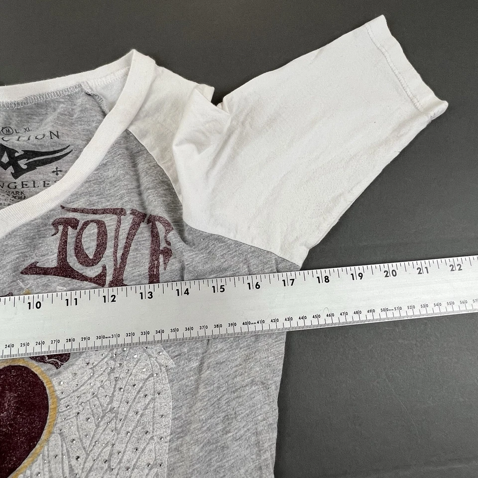 Camiseta Affliction Blanca Gris Fallen Angels True Love Mujer Talla Mediana Foto 3 de 4
