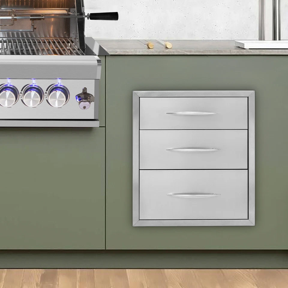 Cajón de cocina rectangular de acero inoxidable para isla de barbacoa Foto 2 de 4