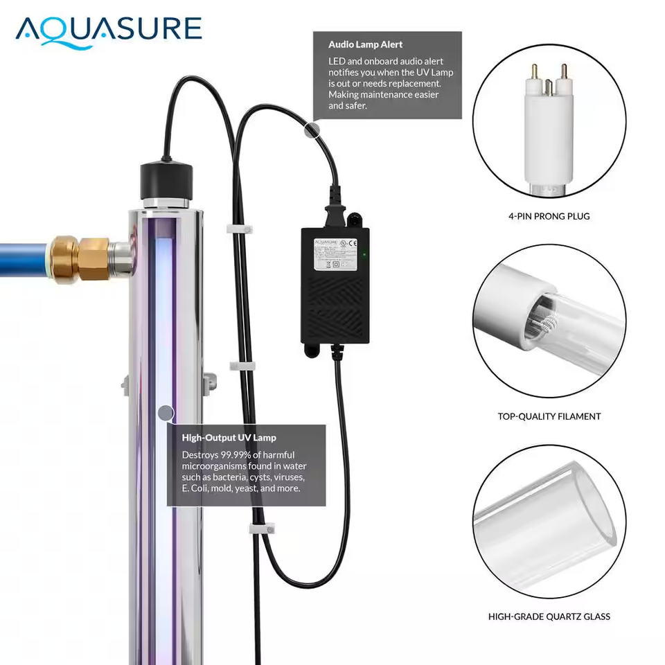 AQUASURE Quantum Series 8 GPM Ultraviolet UV Light Water Filter System