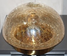 S&ouml;lken Deckenleuchte Plafoniere Lampe Bernstein Krakelee Craquele Glas 70er Jahr