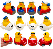 Transportation Rubber Duckies - 12 Pack. 2.5" x 2.5" Jeep Ducking Bath Toy.