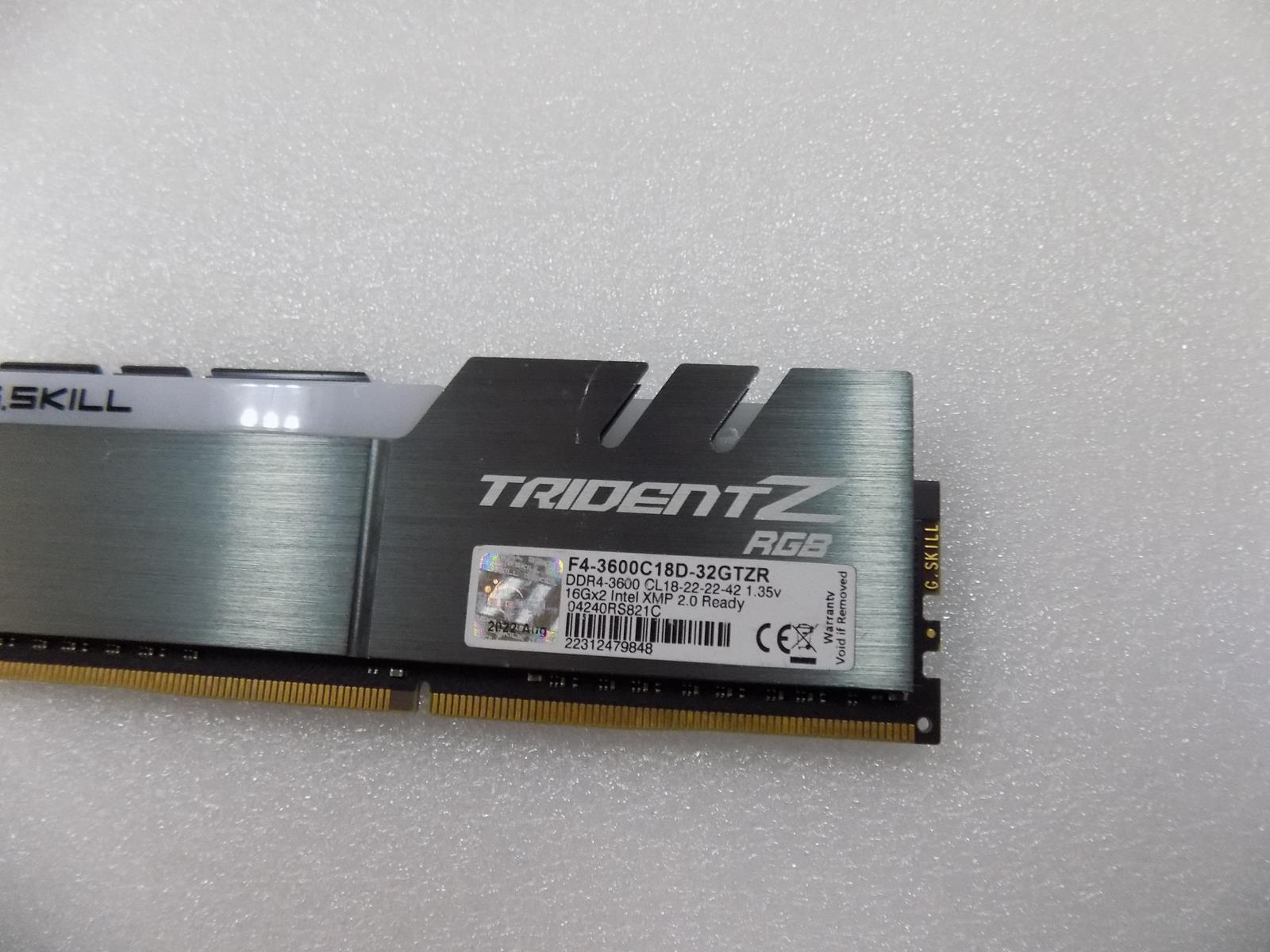 G.SKILL KIT OF 2 TRIDENT Z RGB 3600 DDR4 F4-3600C18D-32GTZR 16GBx2