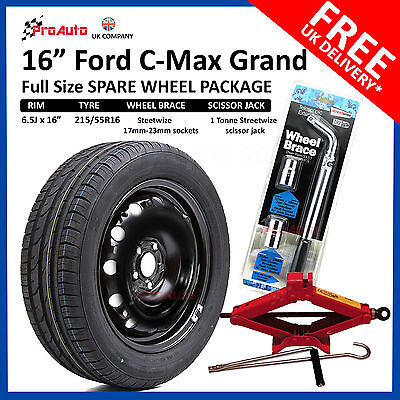 Ford C-MAX Grand 2010-2017 FULL SIZE STEEL SPARE WHEEL 16" TYRE + TOOLS