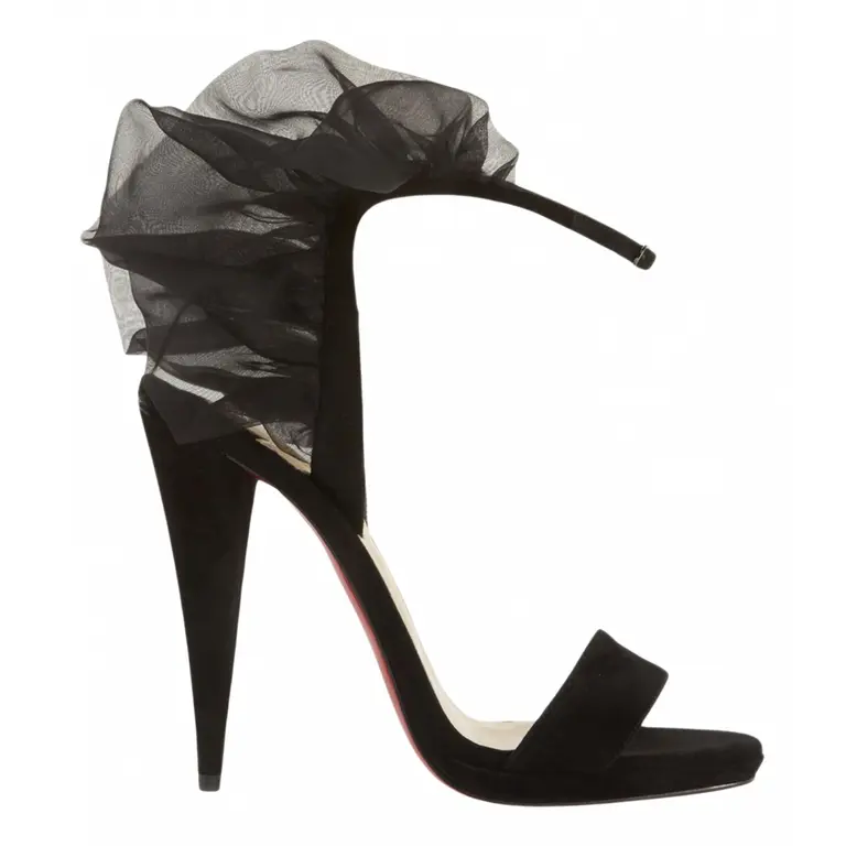 Christian Louboutin Jacqueline De 120 Black Suede Ankle Strap Cone 