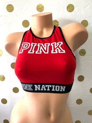 Victoria's Secret PINK Racerback Cotton Sports Bra Top Red Small