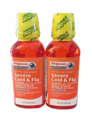 2-Severe Daytime Cold & Flu Liquid Medicine,Maximum Strength, Non-Drowsy,12 Oz.