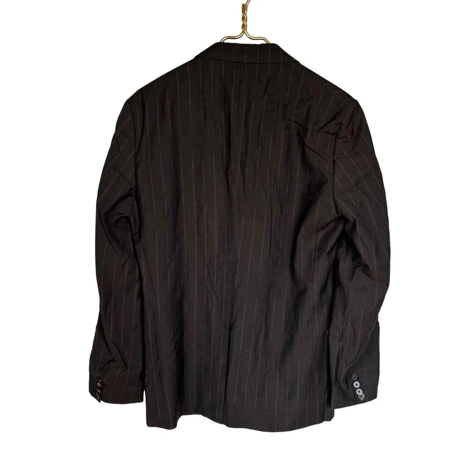 Chaqueta Blazer Maison Margiela Colección Hombre Marrón Lana A Rayas Efecto Usado Foto 2 de 4