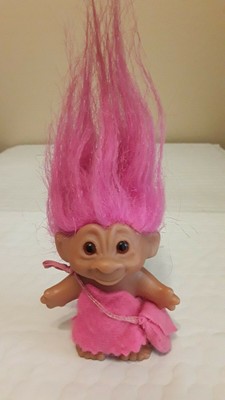 Rare Cute Collectable 3 Troll Doll With Pink Hair Hot Pink Dress