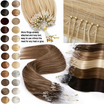 Extension Capelli Micro Ring 100% Remy Umani - 100-200 Ciocche, Lunghezze 40-55 Cm, Dritte