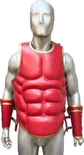 Medieval Roman Red Leather Cuirass Muscle Body Armor with Bracers Breastplate
