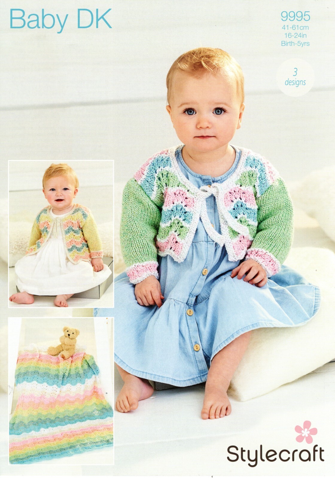 Stylecraft Baby DK Knitting Pattern - 9995  Cardis & Blanket - Birth to 5 Years