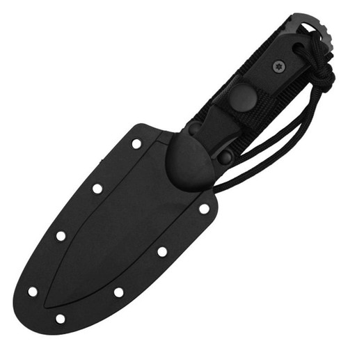 8" Tactical Black FULL TANG Survival Hunting Fixed Blade SERRATED Back w/ Sheath - Picture 3 of 3