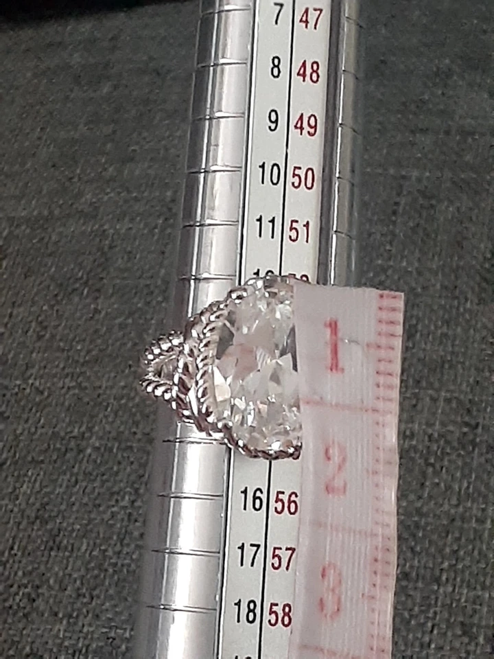 Винтажный Avon смелый CZ кубический цирконий веревки кольцо в серебристом кране камень  - Изображение 3 из 4