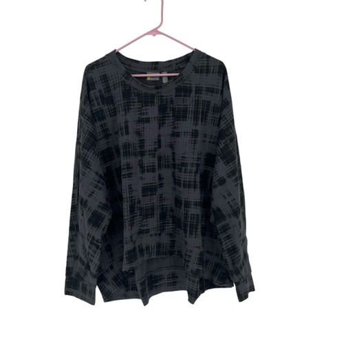 Zella women’s plus black/gray geometric top size 3X crewneck dolman long sleeve