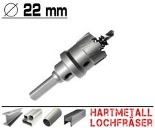 Hartmetall Flachschnitt Loch Fräser Eisen Metall Stahl Edelstahl Lochsäge Ø 22mm
