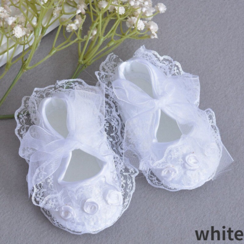 Princess Baby Lace Floral Toddler Soft Sole Prewalker Sneakers for Indoor Play-image