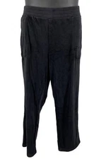 Isaac Mizrahi Live! Petite SOHO Velour Pull-On Ankle Pants Black