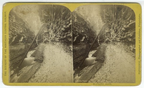 c1870 Imperial Stereoview Narrow Passage Watkins Glenn, NY by William Purviance - Picture 2 of 3