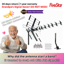 Outdoor HDTV Antenna Amplified Digital 4K 1080P VHF UHF FM  Splitter  Pole