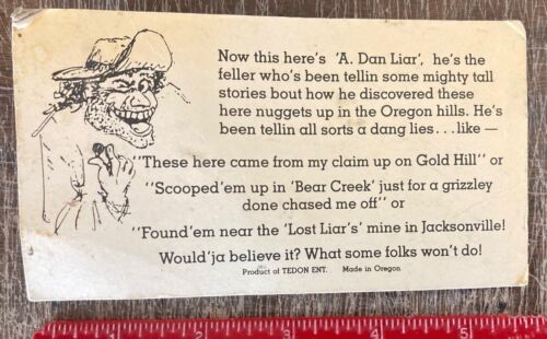 KLASSISCH LUSTIG VINTAGE MINDS OF OREGON COMIC SOUVENIR LÜGNER GOLDNUGGET BÄR CREEK - Bild 2 von 2