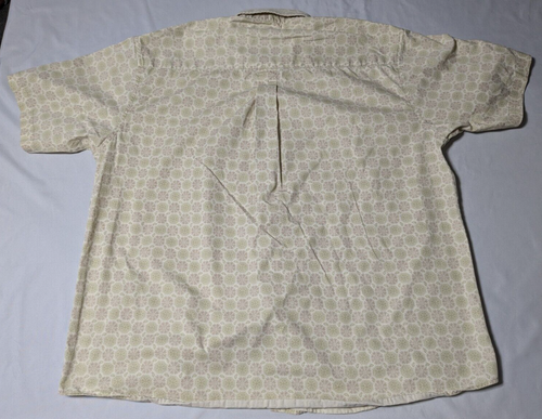 TOWNCRAFT WRINKLE FREE Men Size XL Ivory Green Geo Button-Up Shirt - Picture 13 of 15