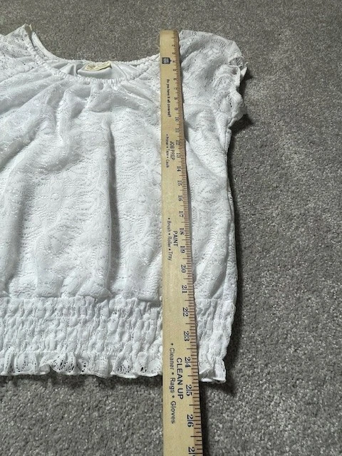 Bobbie Brooks Blouse Womens L Lace Scoop Neck Cap Sleeve White - Image 4 of 4
