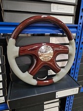 Raptor 15 Gray Leather Dark Wood Steering Wheel