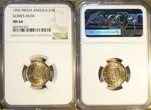 ANGOLA | 2.5 ESCUDOS 1956 "PROVA" NGC MS66 | TOP POP