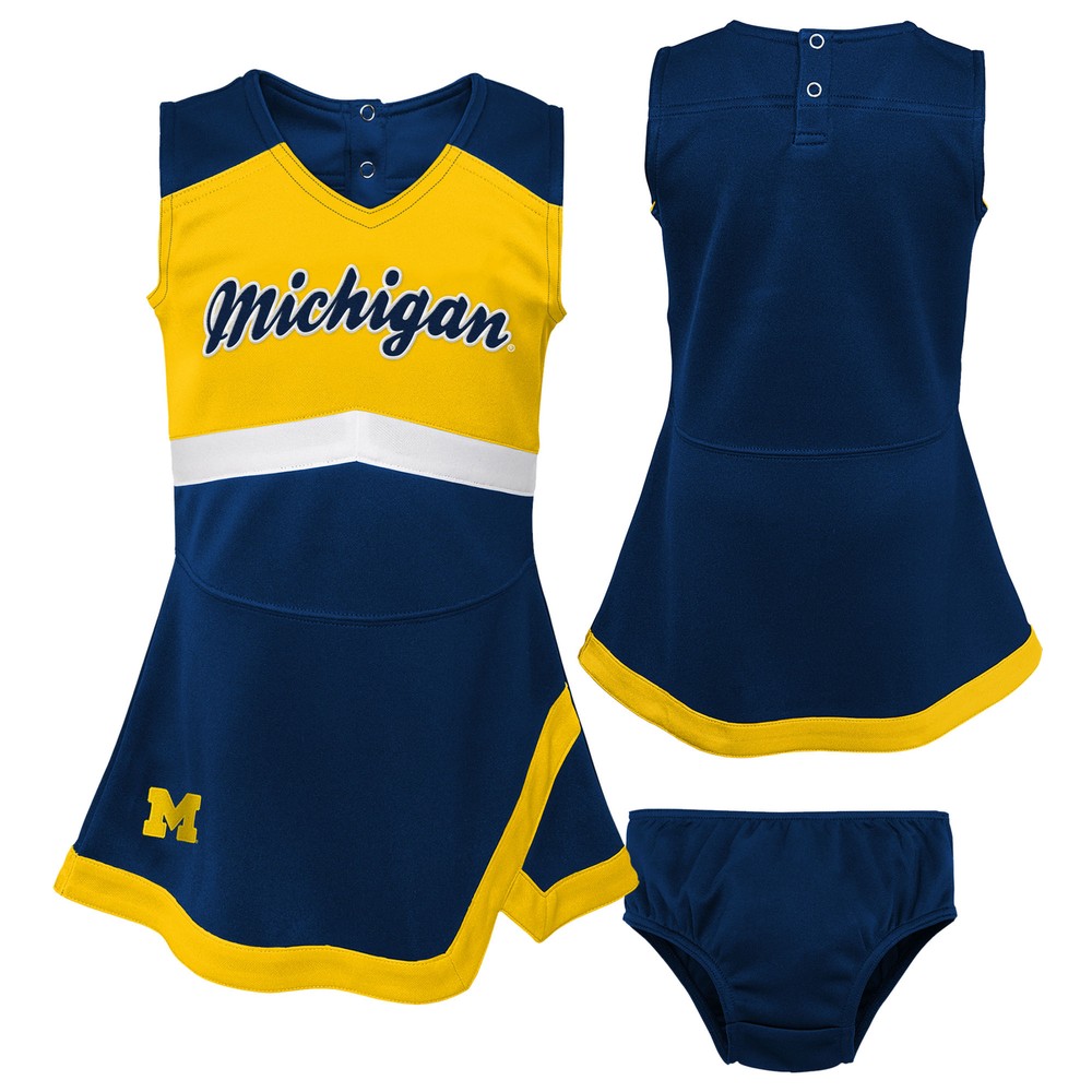 Girls Preschool Navy Michigan Wolverines Two-Piece Cheer Captain Jumper Dress &