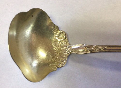 Antique 1835 R. Wallace Silverplate Cream Sauce Ladle Floral Detail 5.5” - Picture 2 of 9