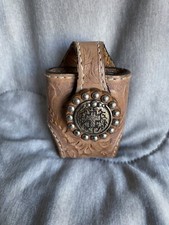 Cowboy Decor Hand Tooled Leather Embellished Belt Clip Phone/Tool Holder