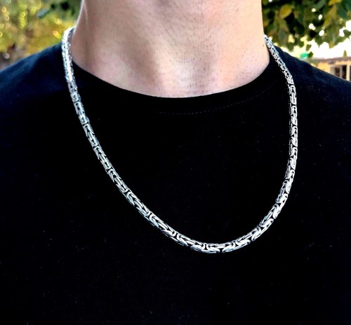 5mm Mens Byzantine Chain Necklace 925 