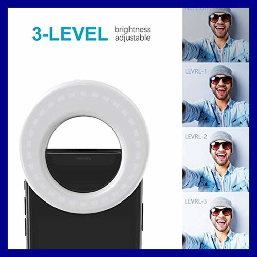 Anillo de luz para selfie luces círculo LED teléfono celular cámara portátil BLANCO NUEVO - Imagen 8 de 9