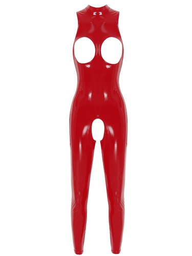 Damen Wetlook Jumpsuit Langarm Overall Glänzend Bodysuit Catsuit Clubwear Party - Bild 25 von 41