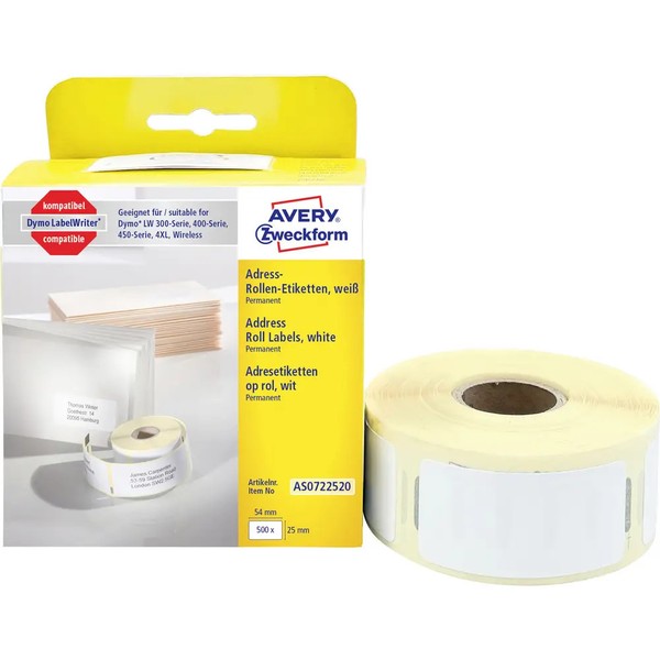 500Er Multipack Avery-Zweckform Etiketten Rolle Kompatibel Ersetzt Dymo 11352,-image