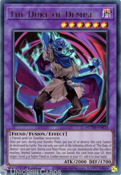 MZTM-EN033 The Duke of Demise : Ultra Rare 1st Edition Mint YuGiOh Card