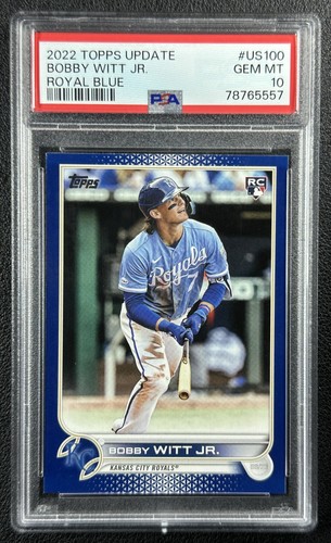 BOBBY WITT JR. PSA 10 2022 TOPPS UPDATE #US100 ROOKIE ROYAL BLUE RC SSP POP 10