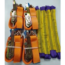 4x Orange - CAR TRAILER Soft Link Tie Down Transporter Heavy Duty Ratchet Straps