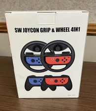 SW Joycon Nintendo Switch Grip and Wheel 4in1 for Nintendo Switch Controllers